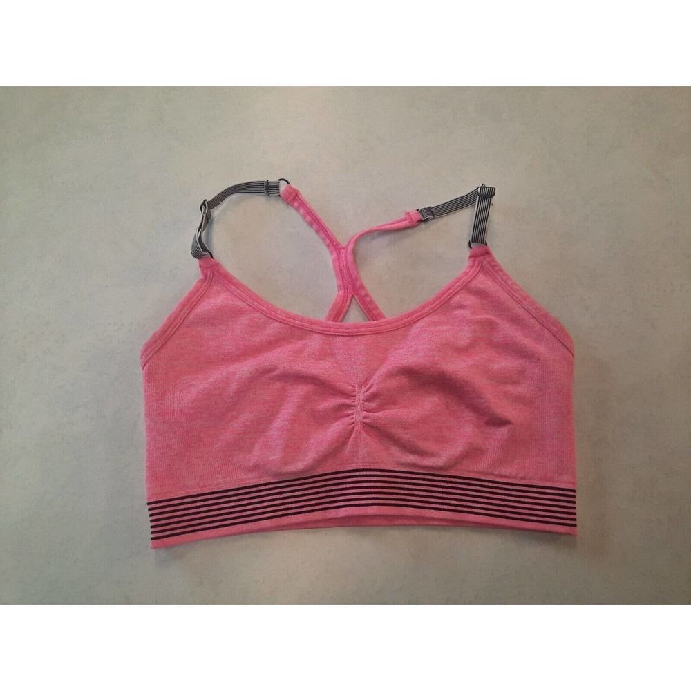 2 VSX Victoria’s Secret Strappy Sports Bra Heathered Pink Aqua Size Large